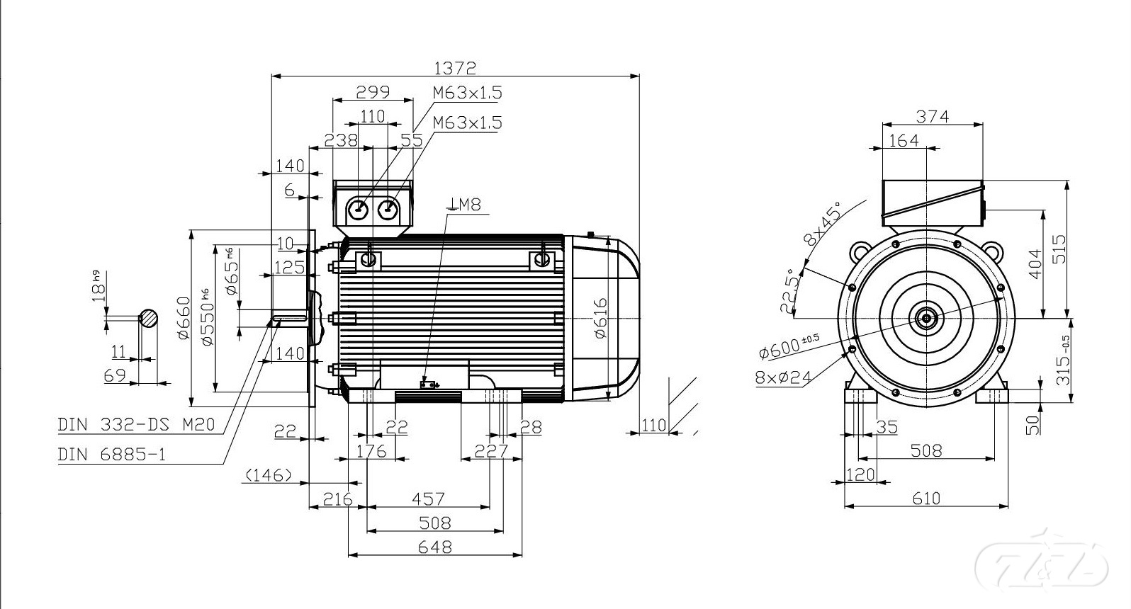 Elektromotor INNOMOTICS, 200kW, 2982ot., 1LE1503-3AA53-4JA4