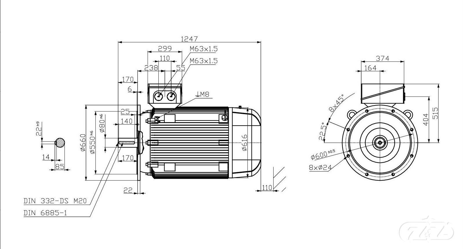 Elektromotor INNOMOTICS, 90kW, 991ot., 1LE1503-3AC23-4FA4