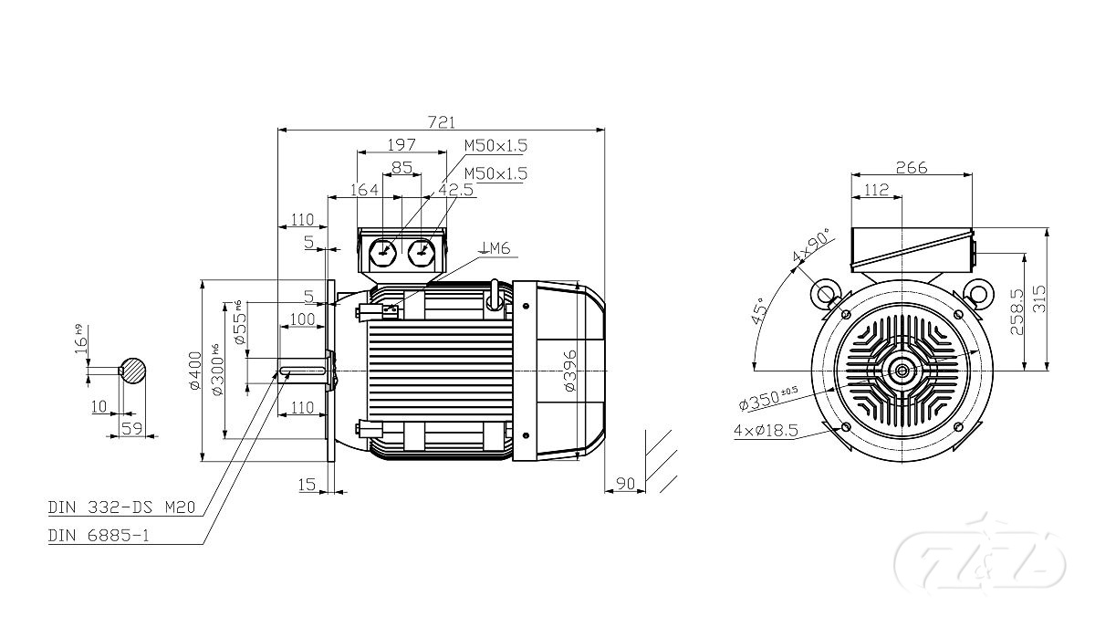 Elektromotor INNOMOTICS, 30kW, 2950ot., 1LE1603-2AA43-4FB4