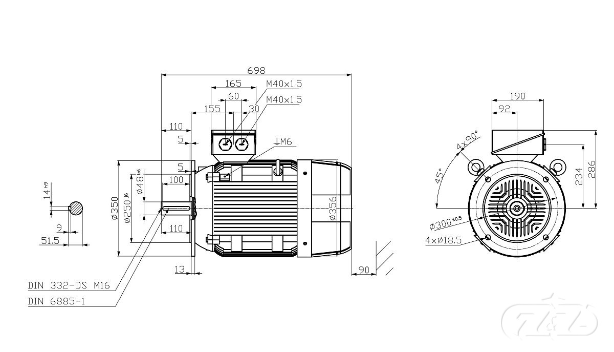 Elektromotor INNOMOTICS, 22kW, 1470ot., 1LE1603-1EB43-4FB4
