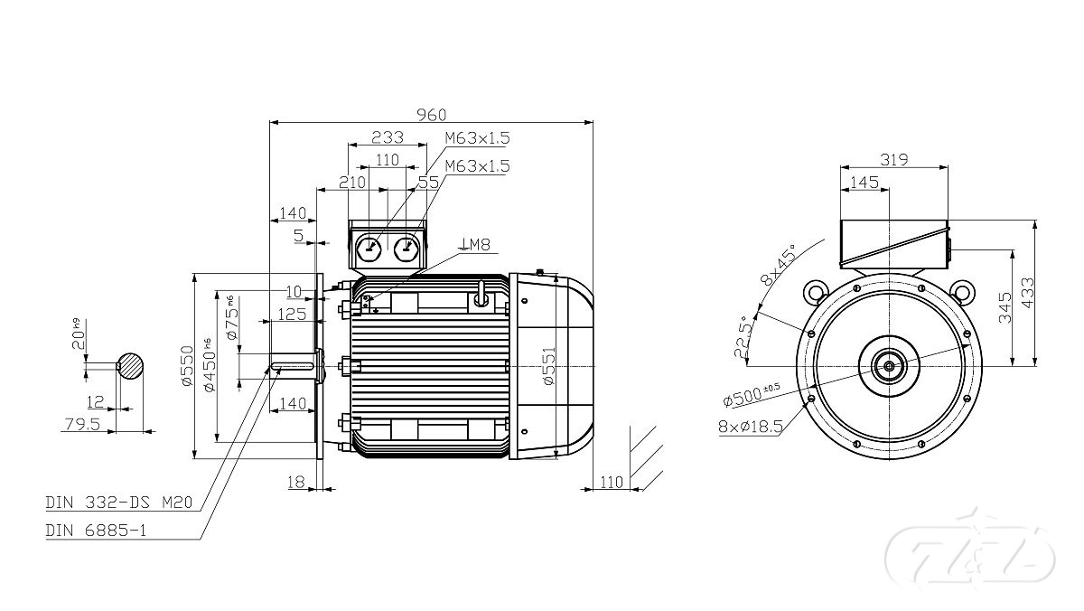 Elektromotor INNOMOTICS, 75kW, 1485ot., 1LE1603-2DB03-4FB4