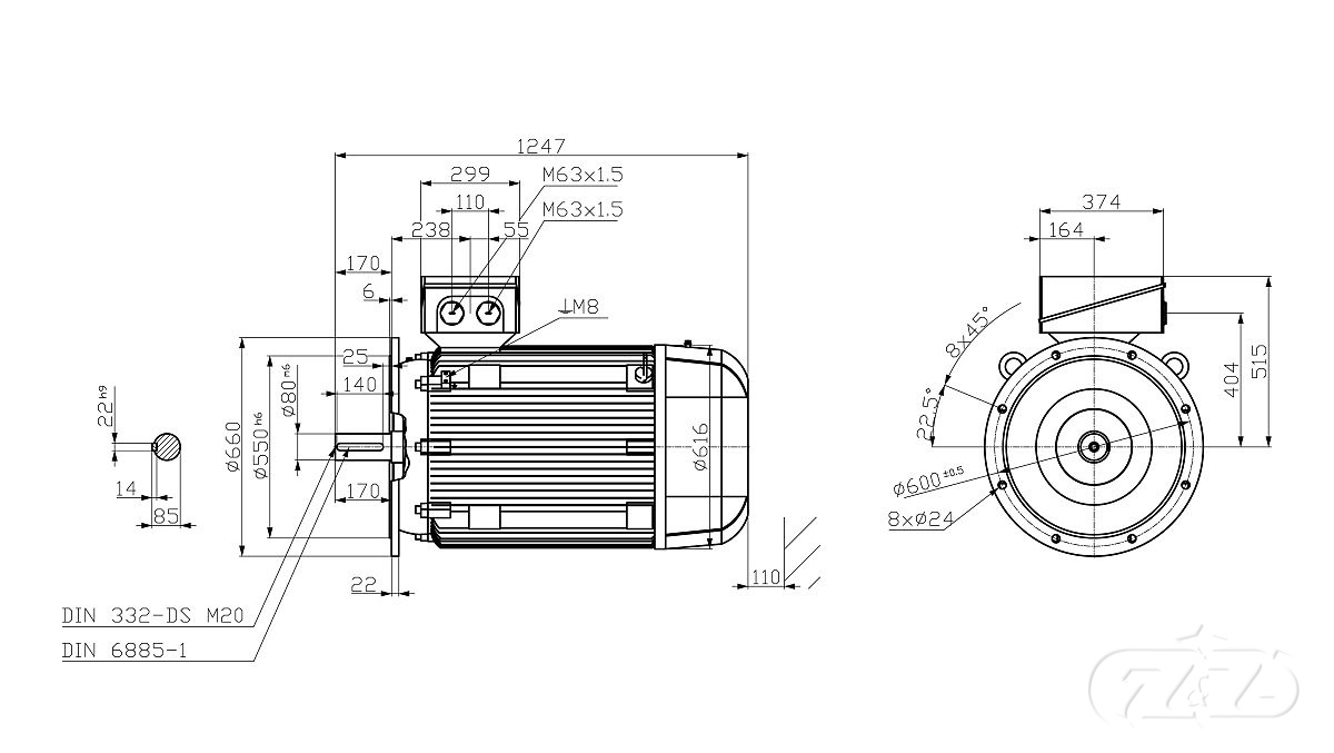 Elektromotor INNOMOTICS, 132kW, 1490ot., 1LE1603-3AB23-4FB4