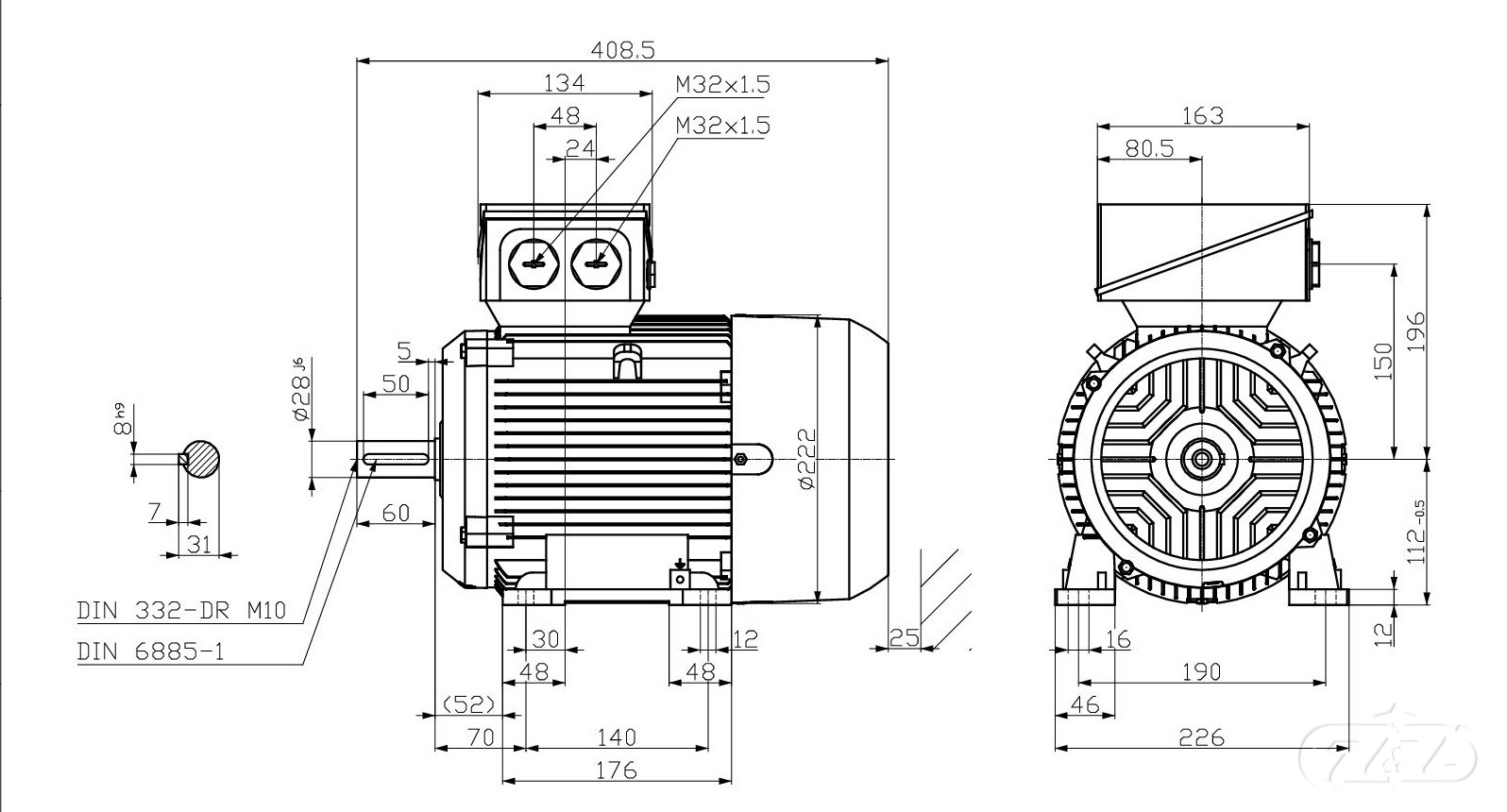 Elektromotor INNOMOTICS, 2,2kW, 970ot., 1LE1603-1BC22-2AB4