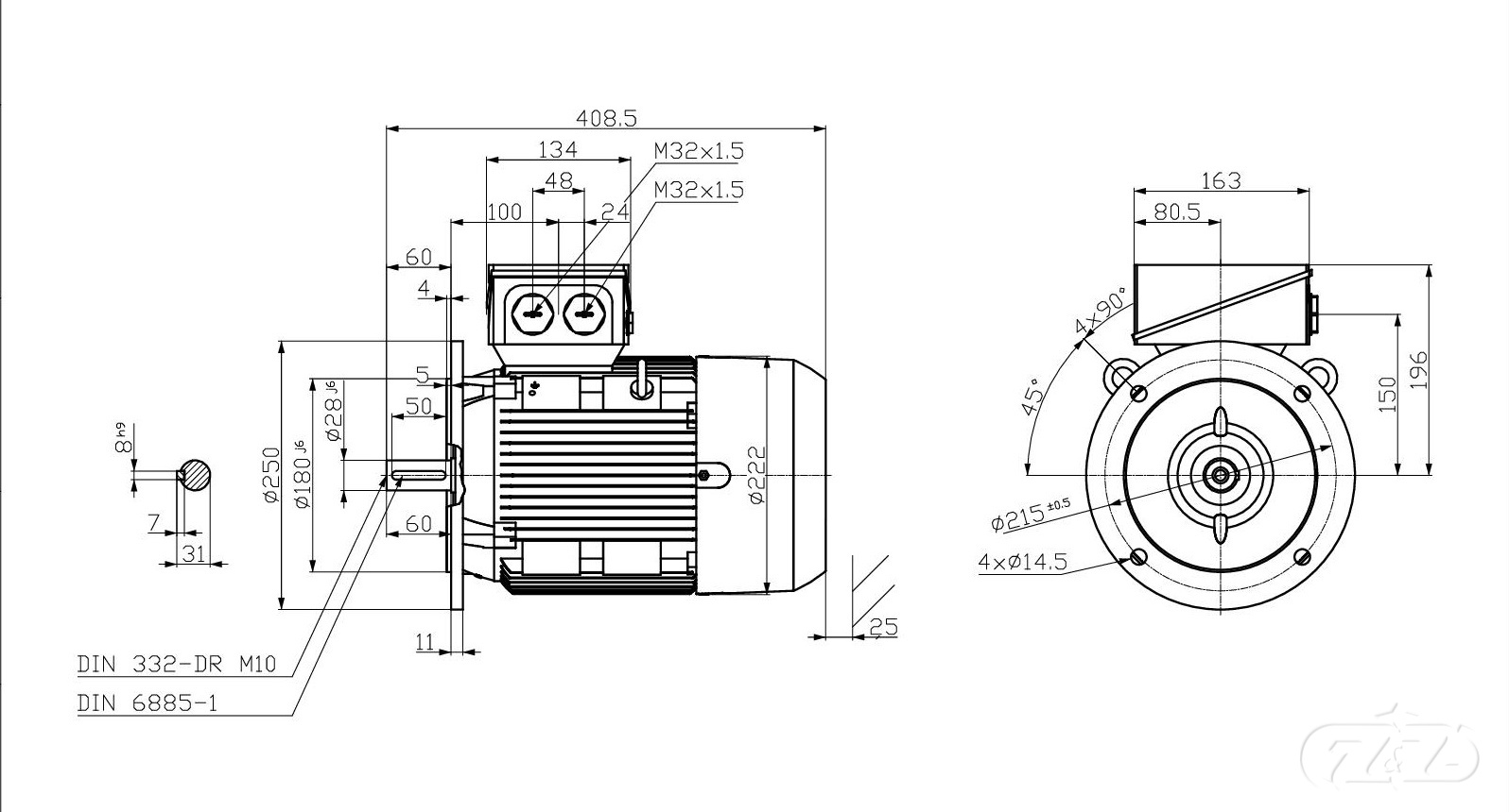 Elektromotor INNOMOTICS, 2,2kW, 970ot., 1LE1603-1BC22-2FB4