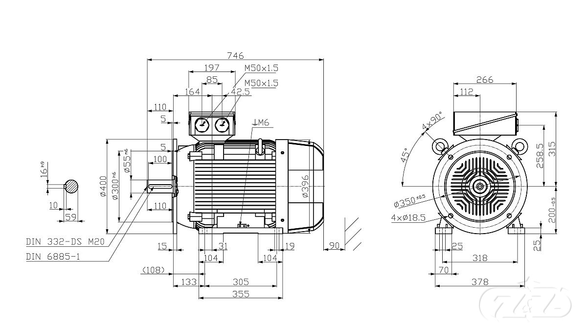Elektromotor INNOMOTICS, 22kW, 978ot., 1LE1603-2AC53-4JB4