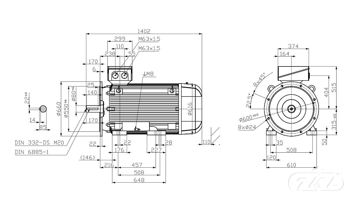 Elektromotor INNOMOTICS, 160kW, 991ot., 1LE1603-3AC63-4JB4