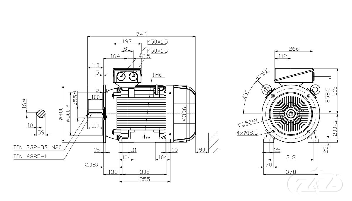 Elektromotor SIEMENS 15kW, 730ot., 1LE1603-2AD53-4JB4