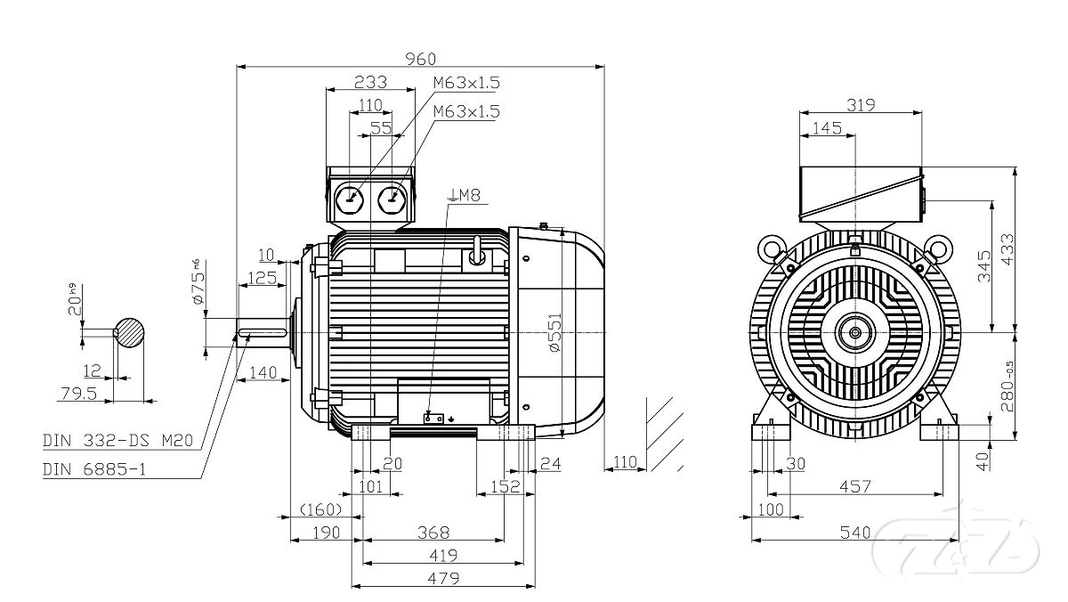 Elektromotor SIEMENS 45kW, 738ot., 1LE1603-2DD23-4AB4