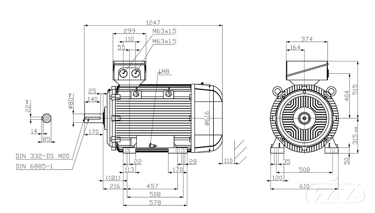 Elektromotor SIEMENS 90kW, 740ot., 1LE1603-3AD43-4AB4