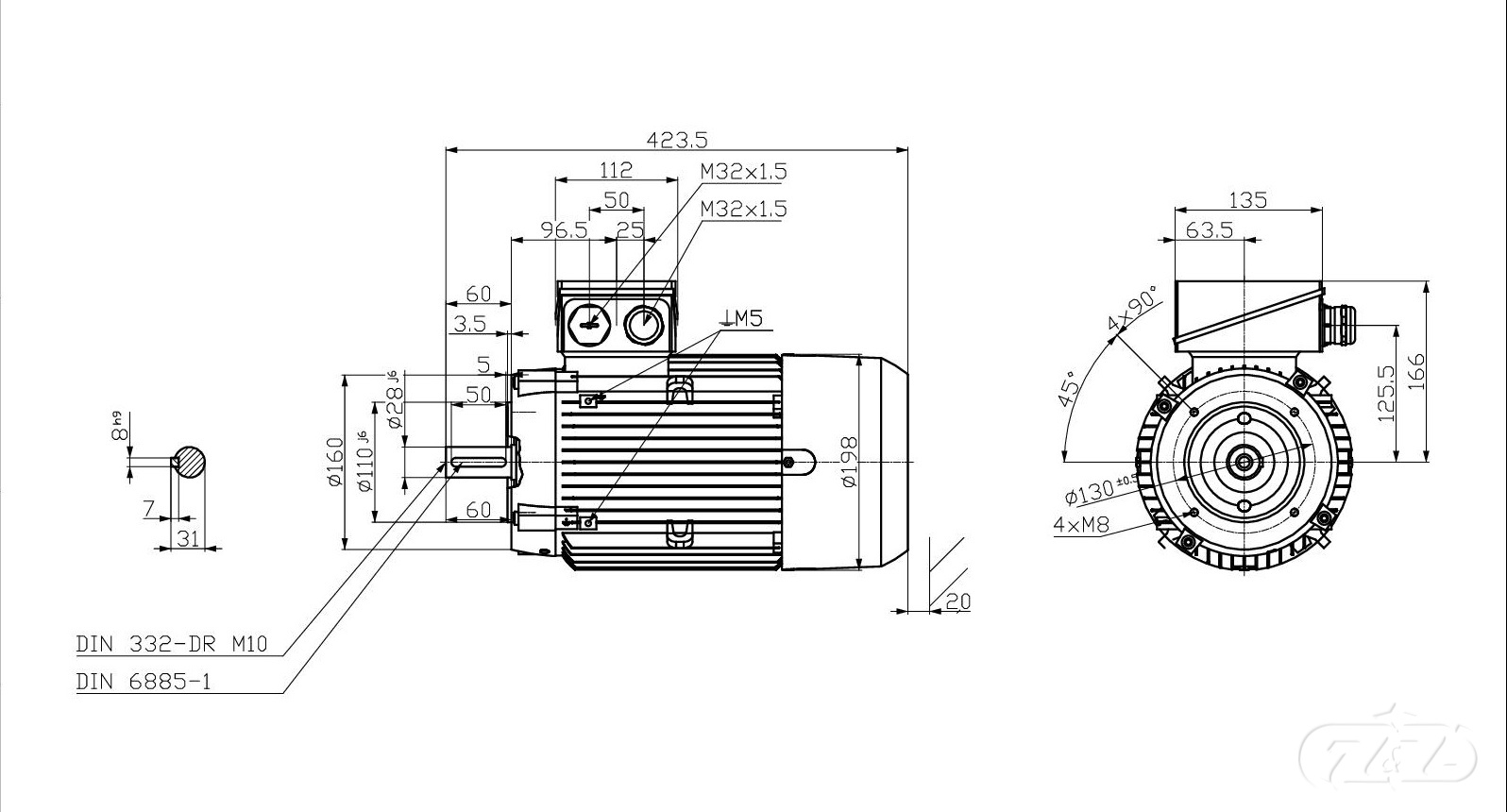 Elektromotor INNOMOTICS, 2,2kW, 1465ot., 1MB1033-1AB42-2KA4