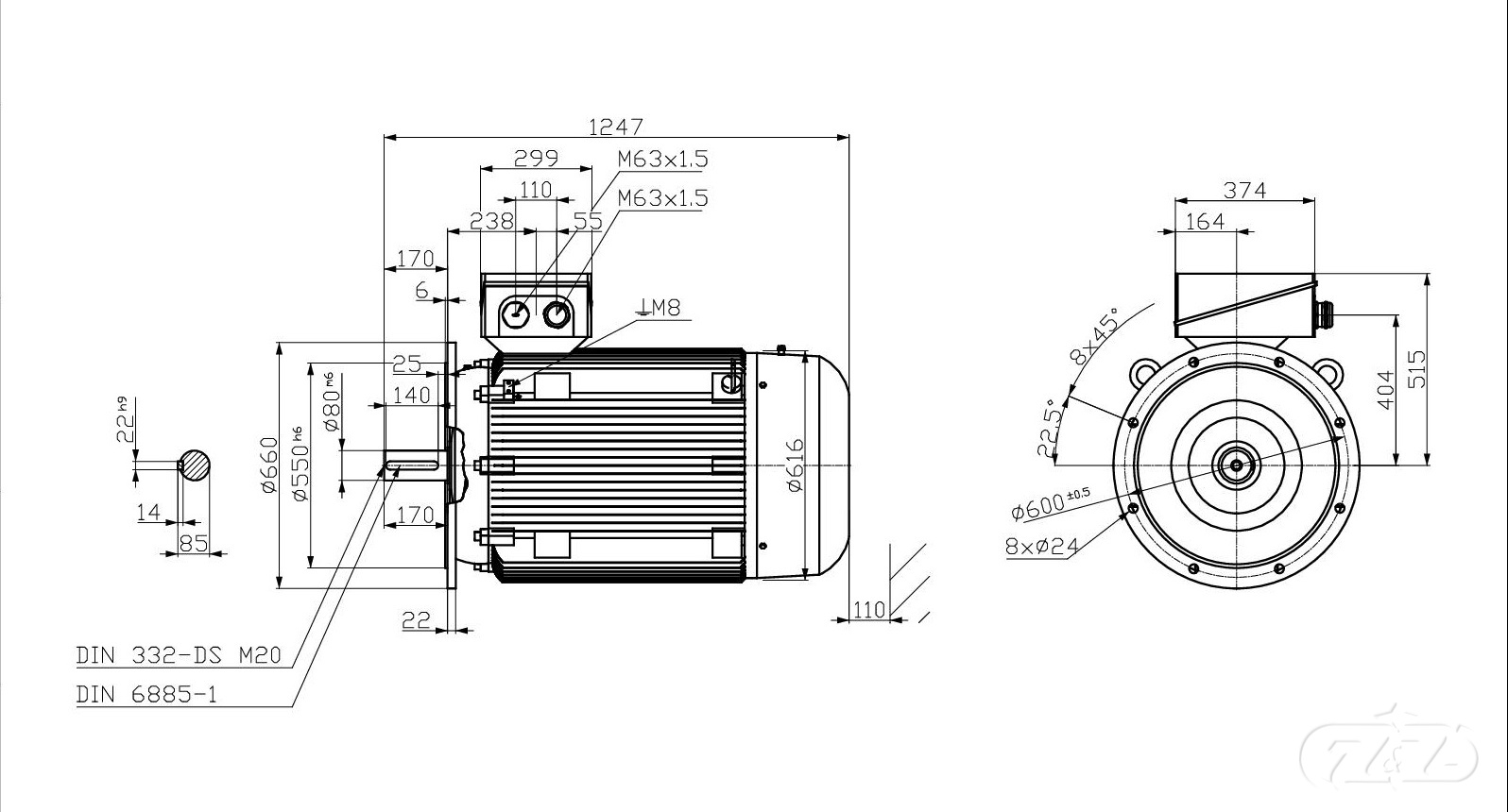 Elektromotor INNOMOTICS, 132kW, 1490ot., 1MB1533-3AB23-4FA4
