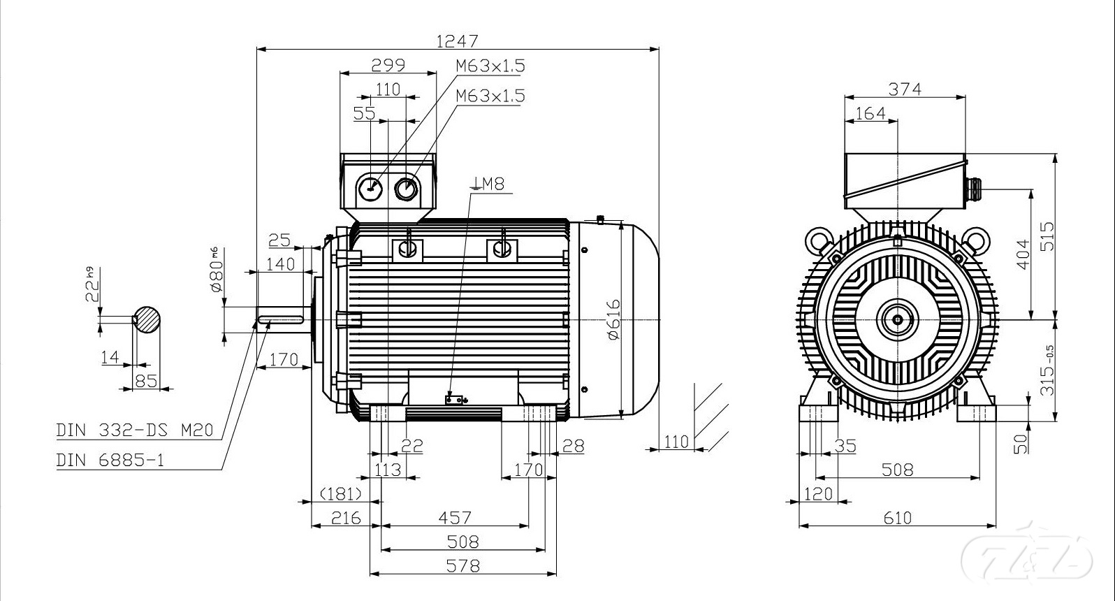 Elektromotor INNOMOTICS, 160kW, 1490ot., 1MB1533-3AB43-4AA4