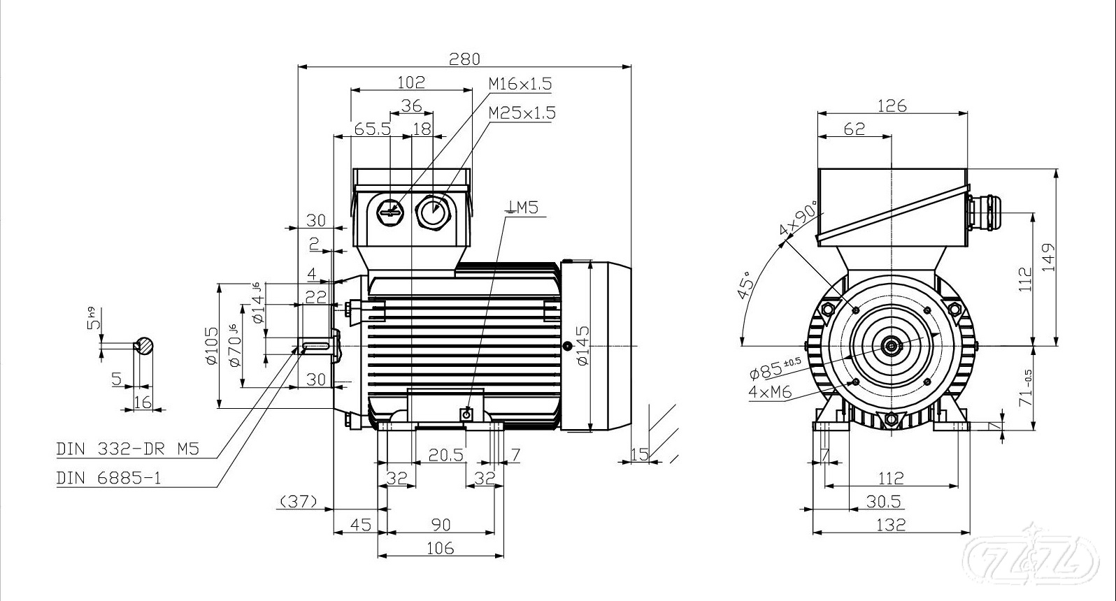 Elektromotor INNOMOTICS, 0,25kW, 900ot., 1MB1533-0CC32-2NA4