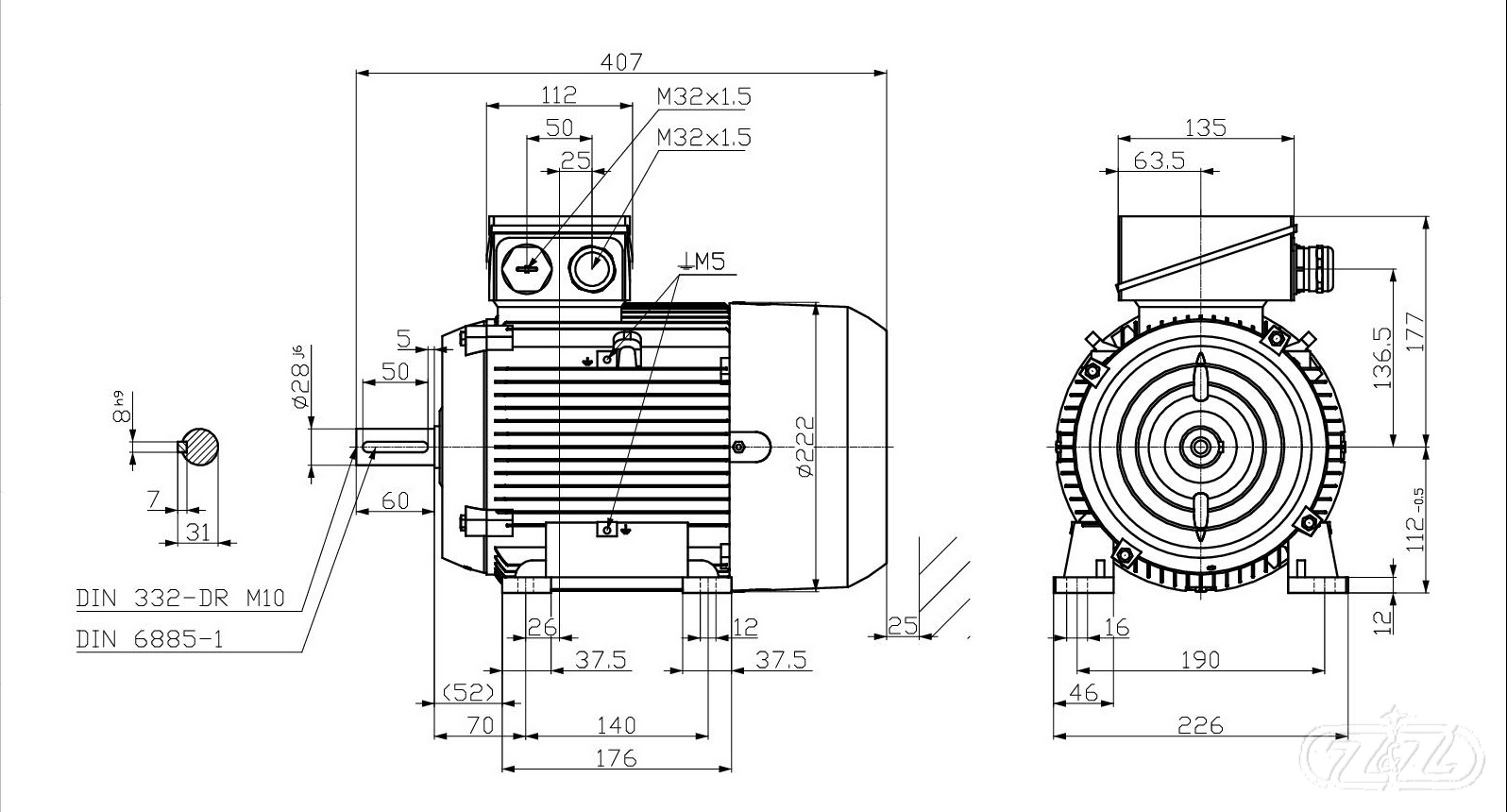 Elektromotor INNOMOTICS, 2,2kW, 970ot., 1MB1033-1BC22-2AA4