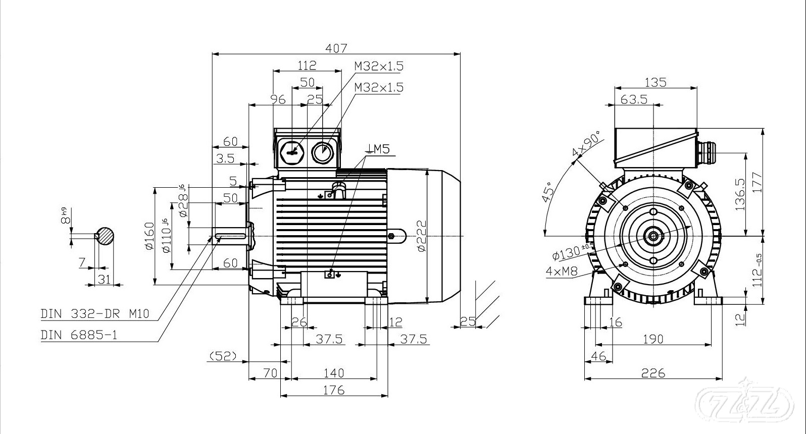 Elektromotor INNOMOTICS, 2,2kW, 970ot., 1MB1033-1BC22-2NA4