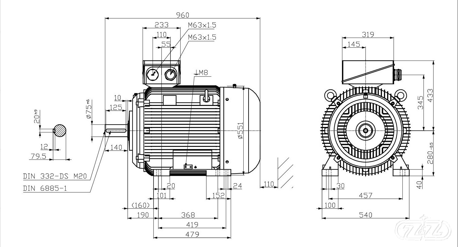 Elektromotor INNOMOTICS, 55kW, 988ot., 1MB1533-2DC23-4AA4