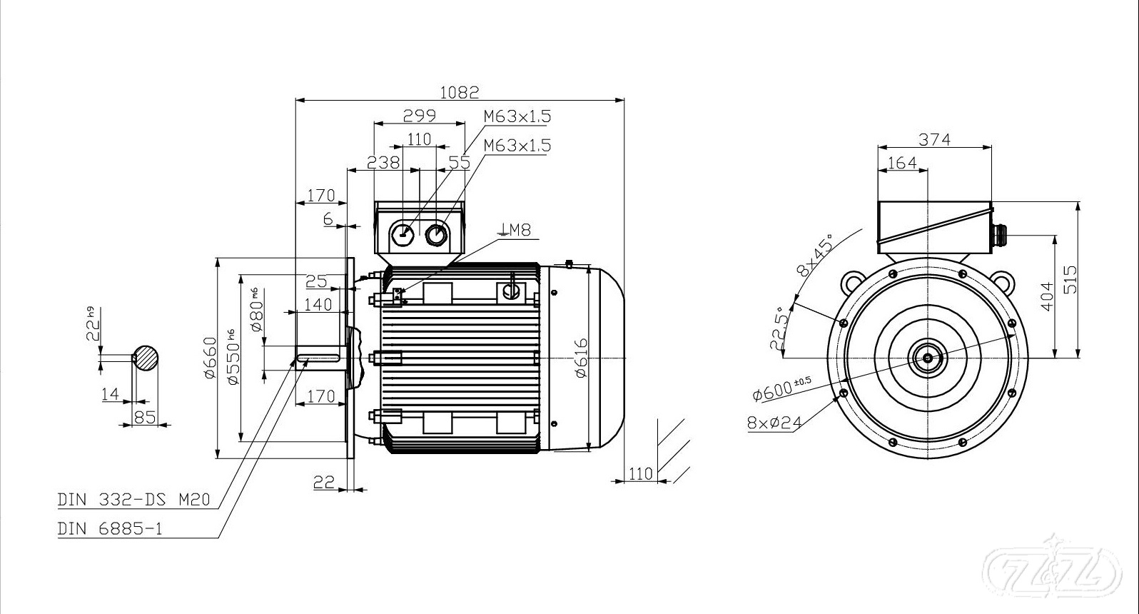 Elektromotor INNOMOTICS, 75kW, 990ot., 1MB1533-3AC03-4FA4