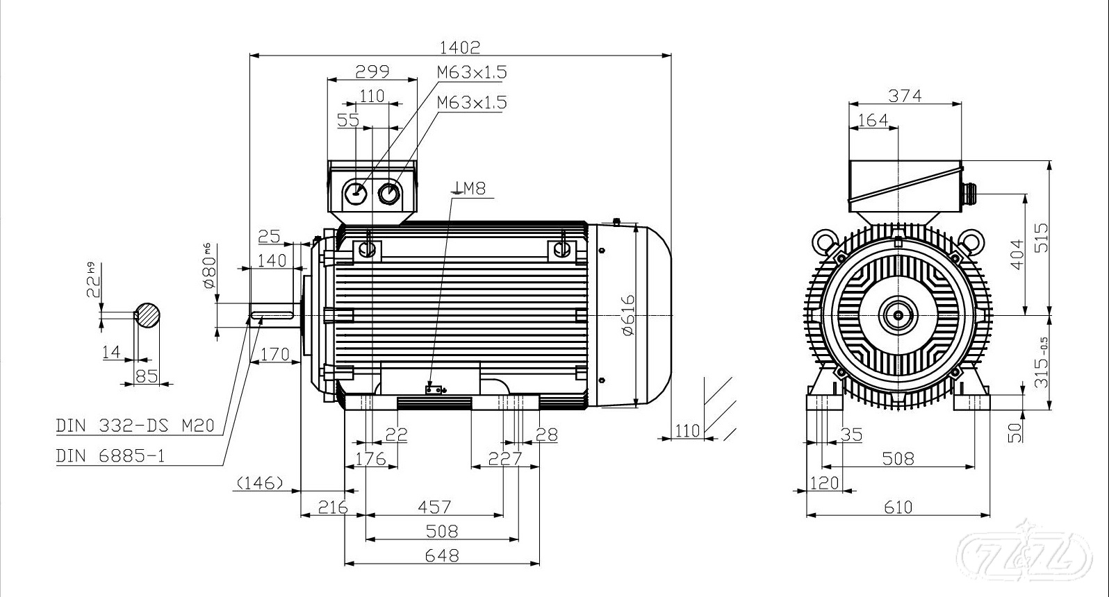 Elektromotor INNOMOTICS, 132kW, 992ot., 1MB1533-3AC53-4AA4