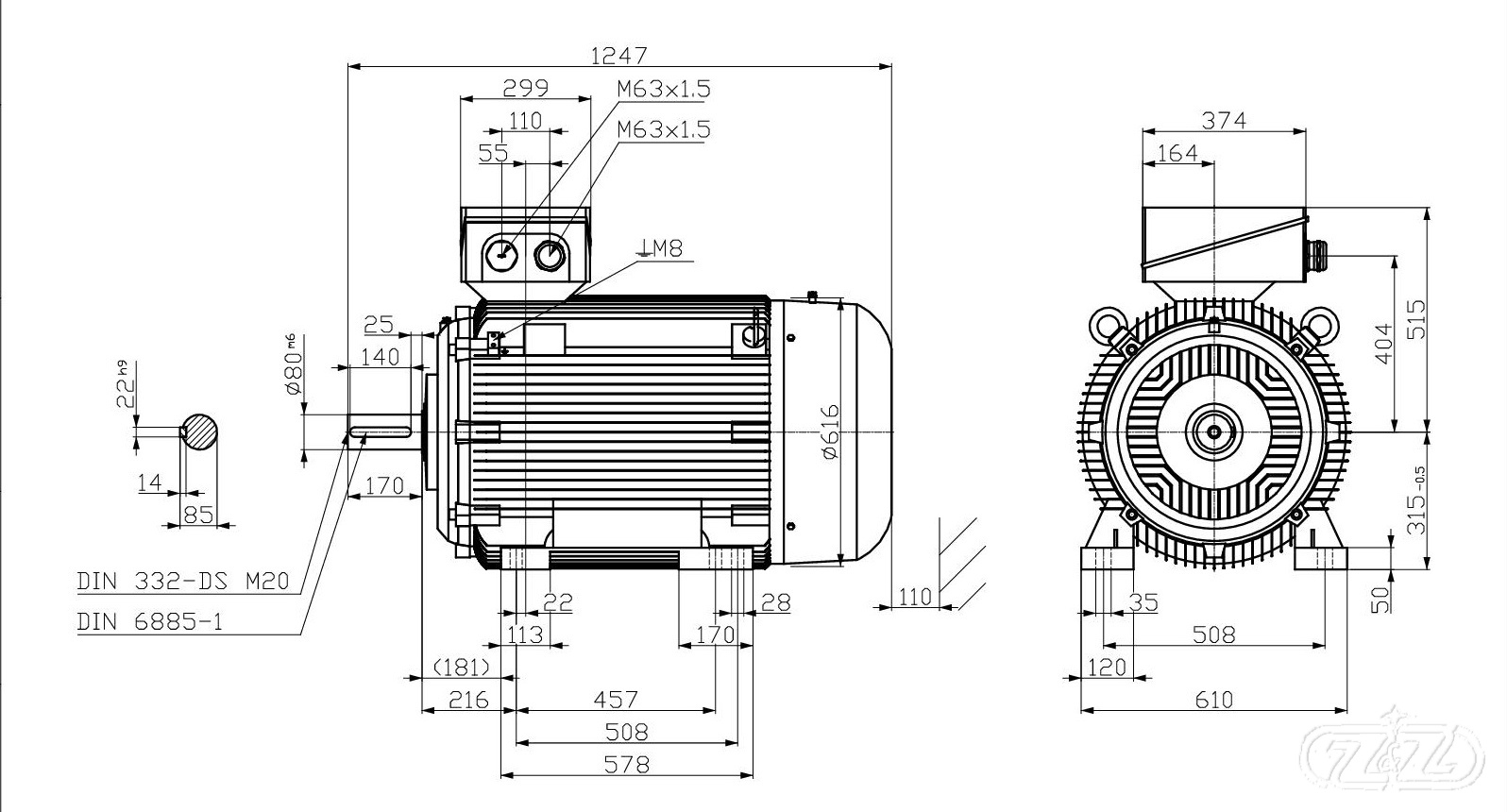 Elektromotor INNOMOTICS, 132kW, 1490ot., 1MB1513-3AB23-4AA4