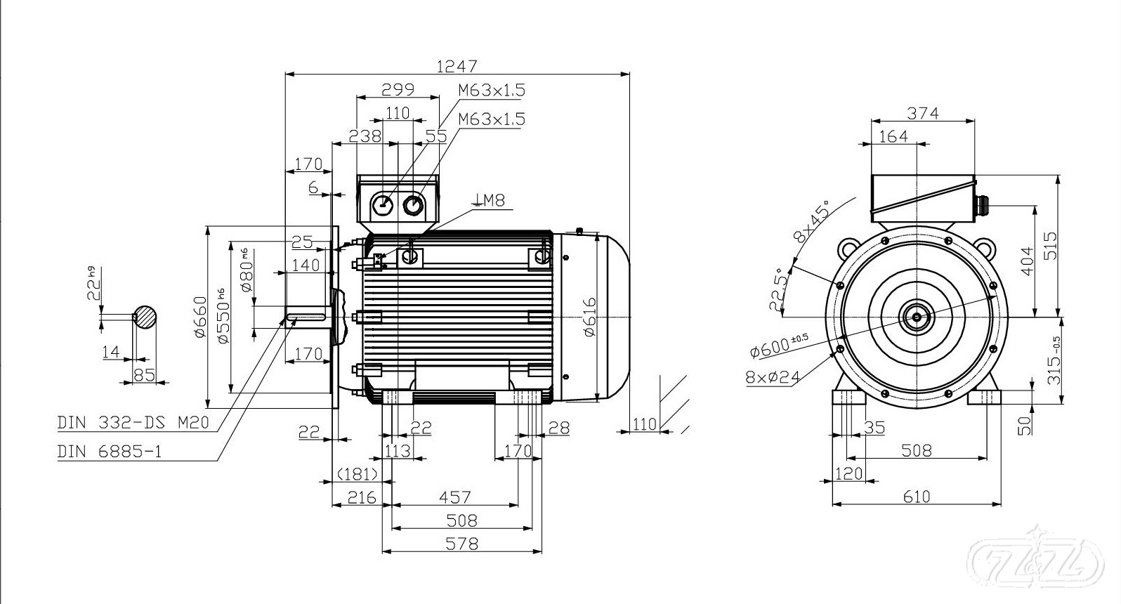 Elektromotor INNOMOTICS, 160kW, 1490ot., 1MB1513-3AB43-4JA4