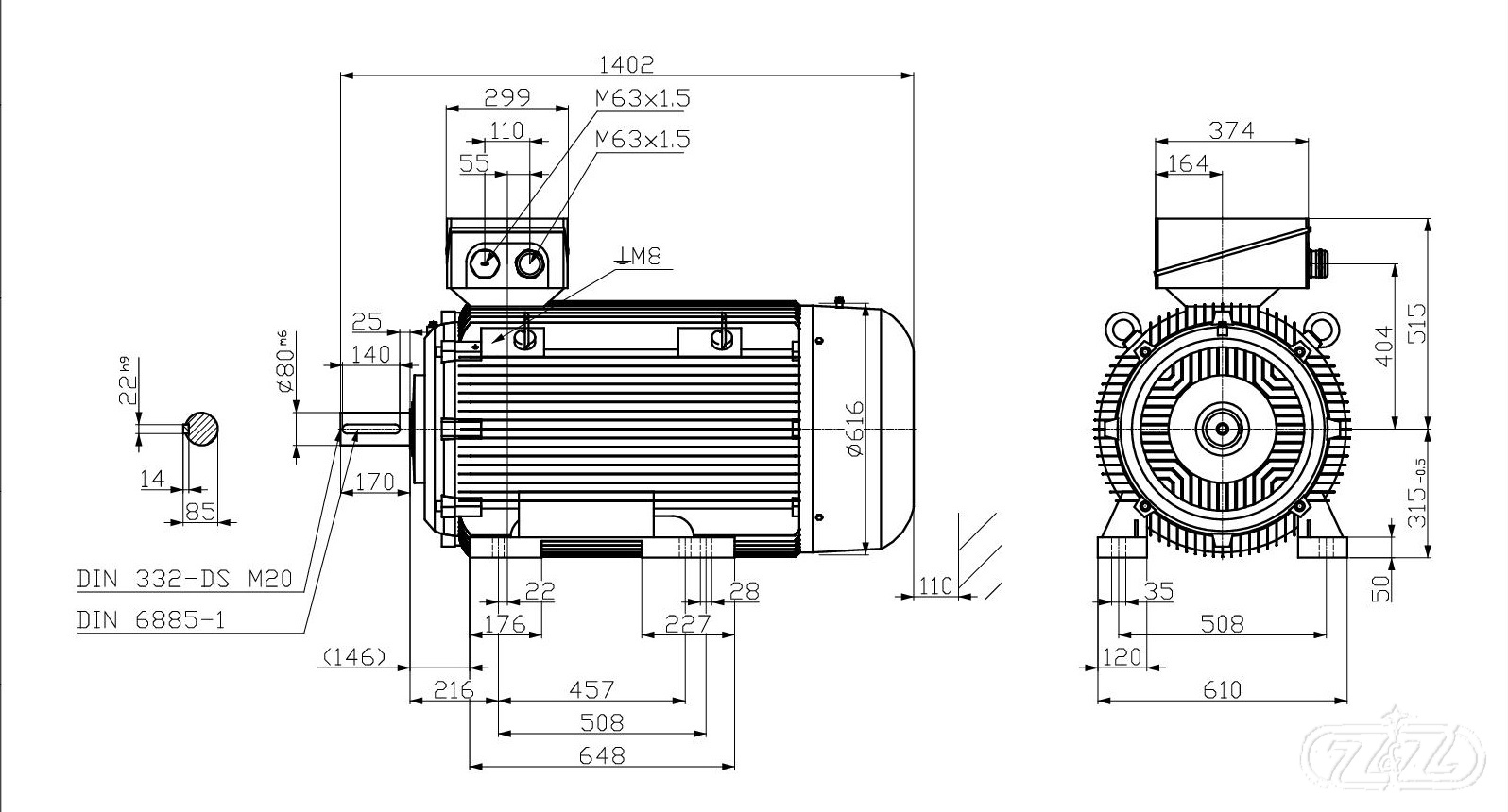 Elektromotor INNOMOTICS, 200kW, 1488ot., 1MB1513-3AB53-4AA4