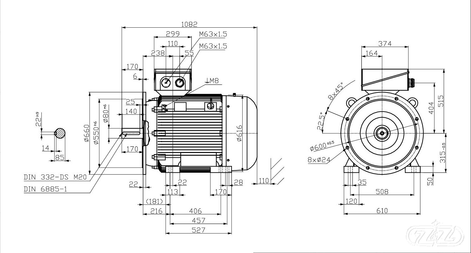 Elektromotor INNOMOTICS, 75kW, 990ot., 1MB1513-3AC03-4JA4
