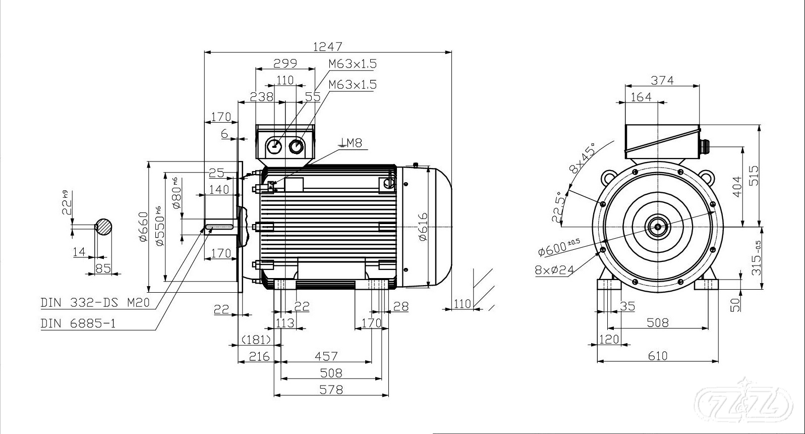 Elektromotor INNOMOTICS, 90kW, 991ot., 1MB1513-3AC23-4JA4