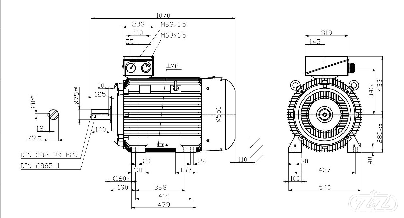 Elektromotor INNOMOTICS, 90kW, 1485ot., 1MB1523-2DB23-4AA4