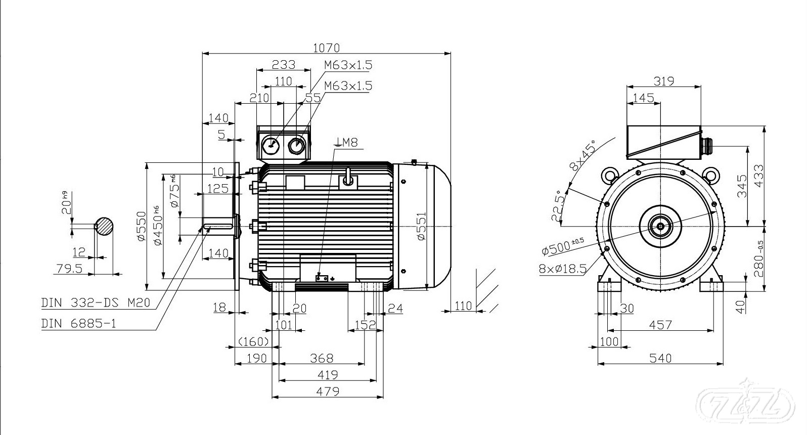 Elektromotor INNOMOTICS, 90kW, 1485ot., 1MB1523-2DB23-4JA4