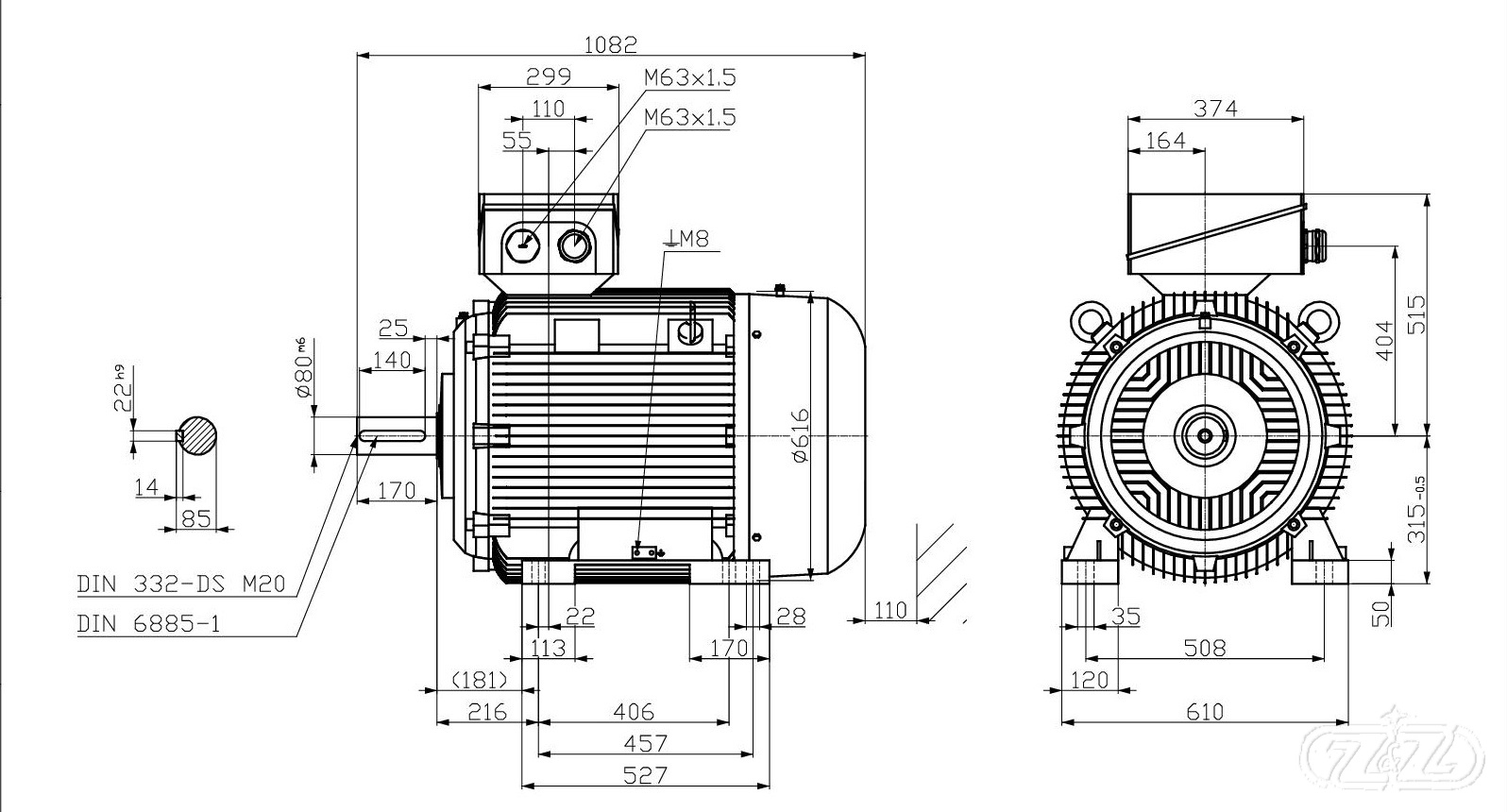Elektromotor INNOMOTICS, 110kW, 1485ot., 1MB1523-3AB03-4AA4