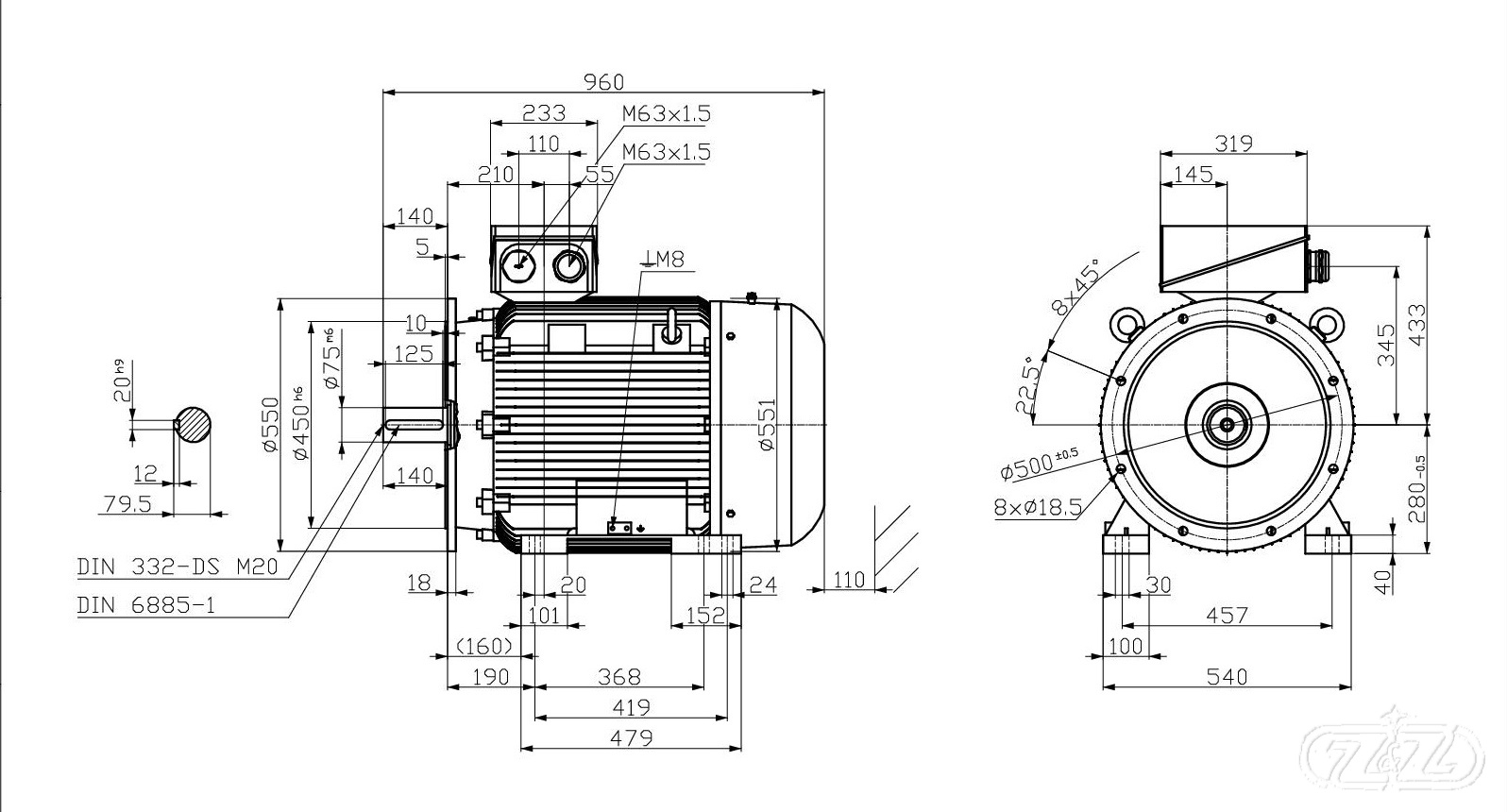 Elektromotor INNOMOTICS, 45kW, 988ot., 1MB1523-2DC03-4JA4