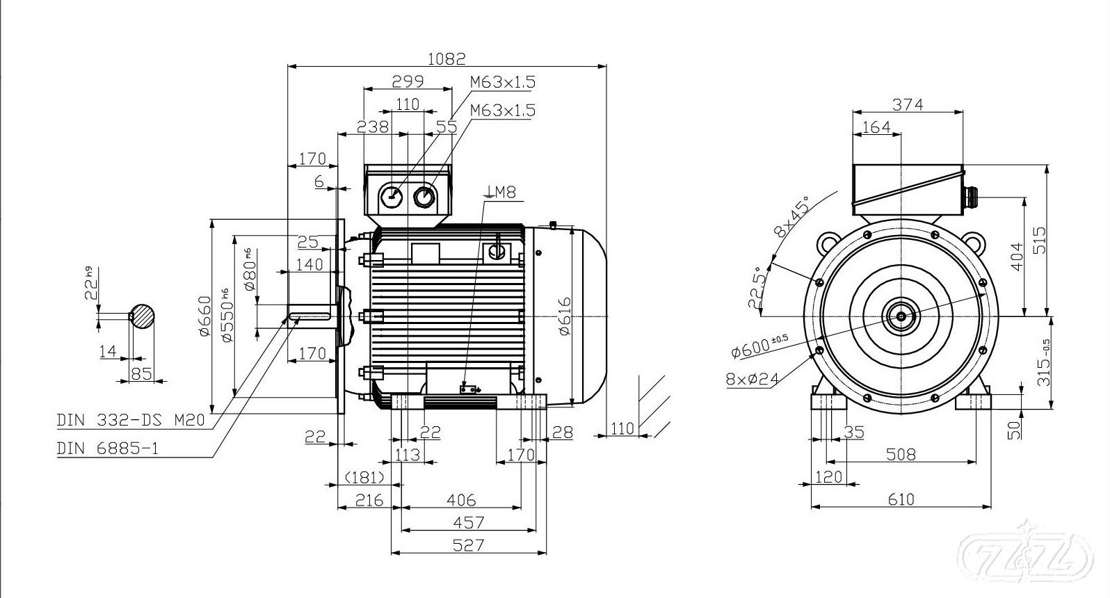 Elektromotor INNOMOTICS, 75kW, 990ot., 1MB1523-3AC03-4JA4