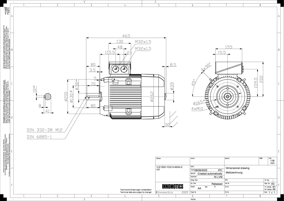 Elektromotor INNOMOTICS, 7,5kW, 2950ot., 1LE1002-1CA13-4KA4
