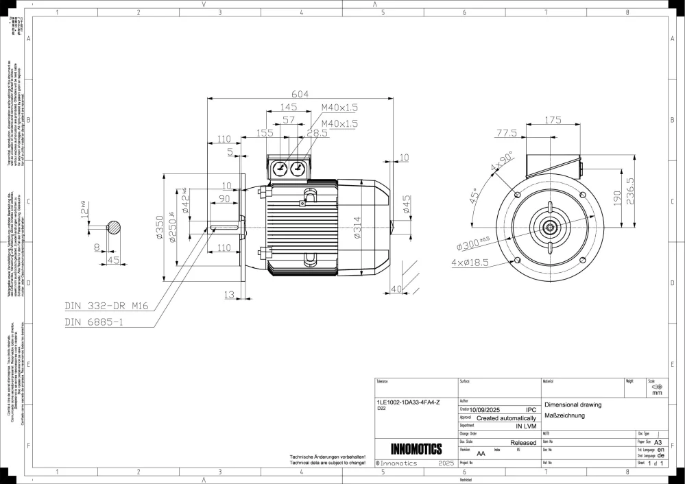 Elektromotor INNOMOTICS, 15kW, 2960ot., 1LE1002-1DA33-4FA4