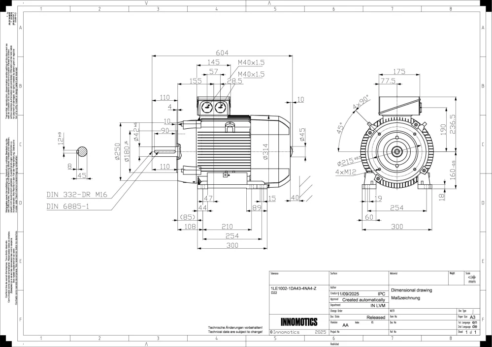 Elektromotor INNOMOTICS, 18,5kW, 2955ot., 1LE1002-1DA43-4NA4