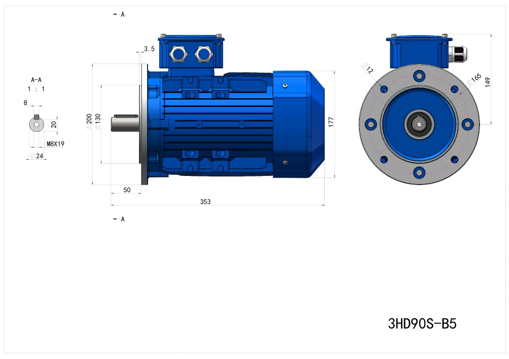 Elektromotor 3HD90S-2 1,5kW, 2890ot.