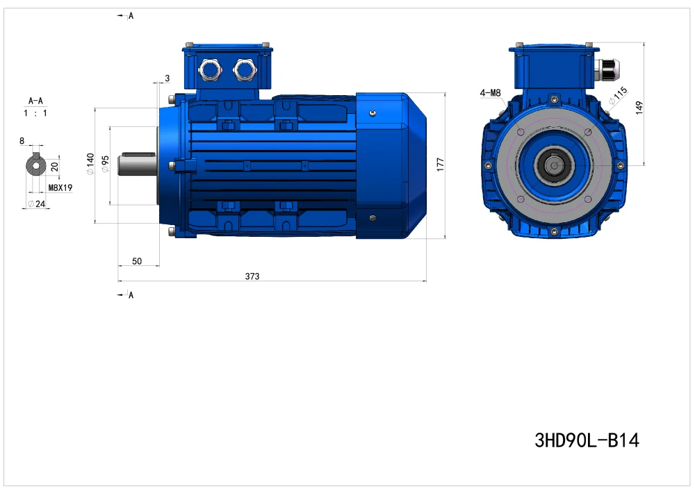 Elektromotor 3HD90L2-2 3kW, 2895ot.