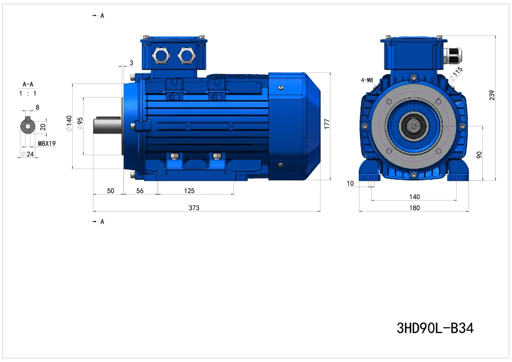 Elektromotor 3HD90L2-2 3kW, 2895ot.