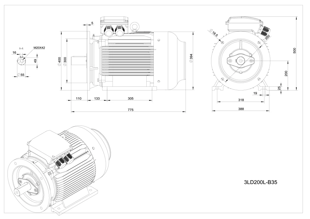 Elektromotor 3LD200L2-2 37kW, 2970ot.