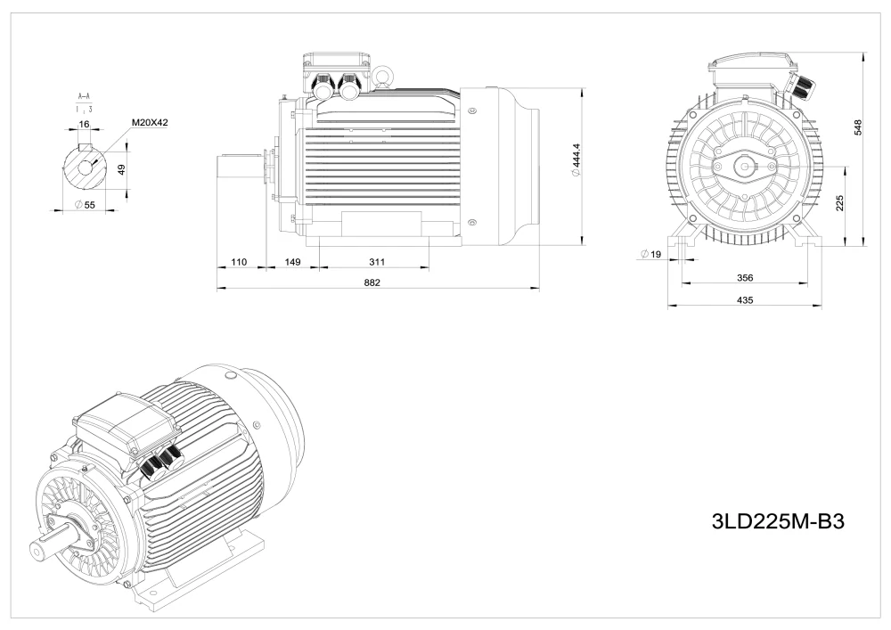 Elektromotor 3LD225M-2 45kW, 2970ot.
