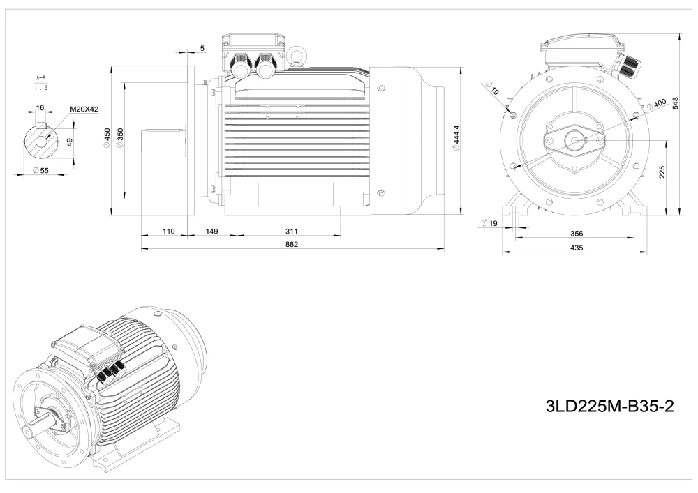 Elektromotor 3LD225M-2 45kW, 2970ot.