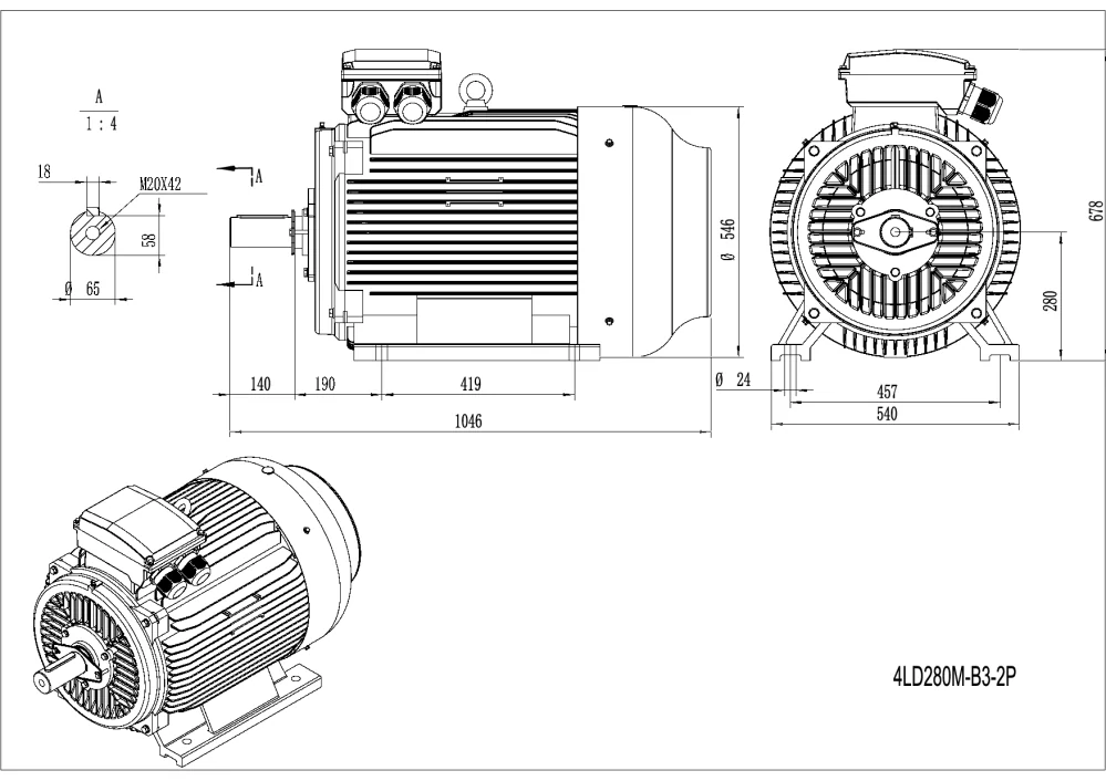 Elektromotor 4LD280M-2 90kW, 2980ot.
