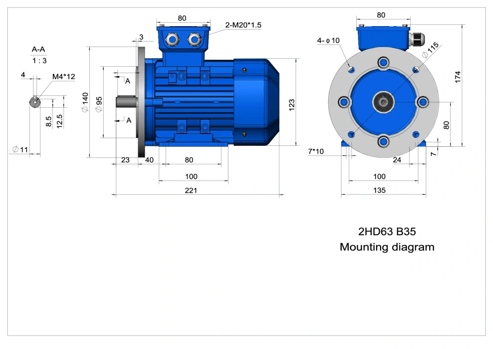 Elektromotor 2HD632-4 0,18kW, 1310ot.