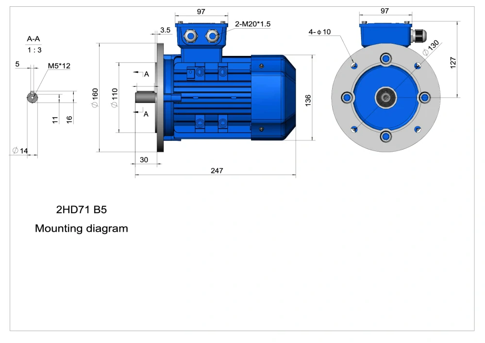 Elektromotor 2HD712-4 0,37kW, 1340ot.