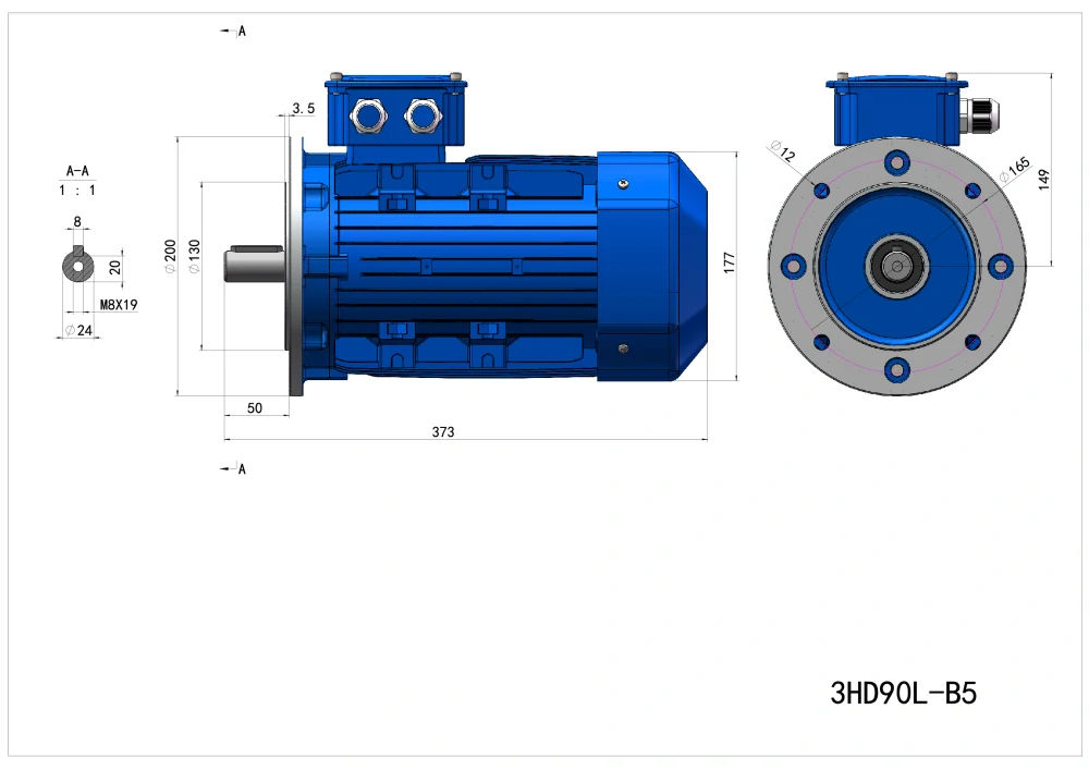 Elektromotor 3HD90L-4 1,5kW, 1440ot.