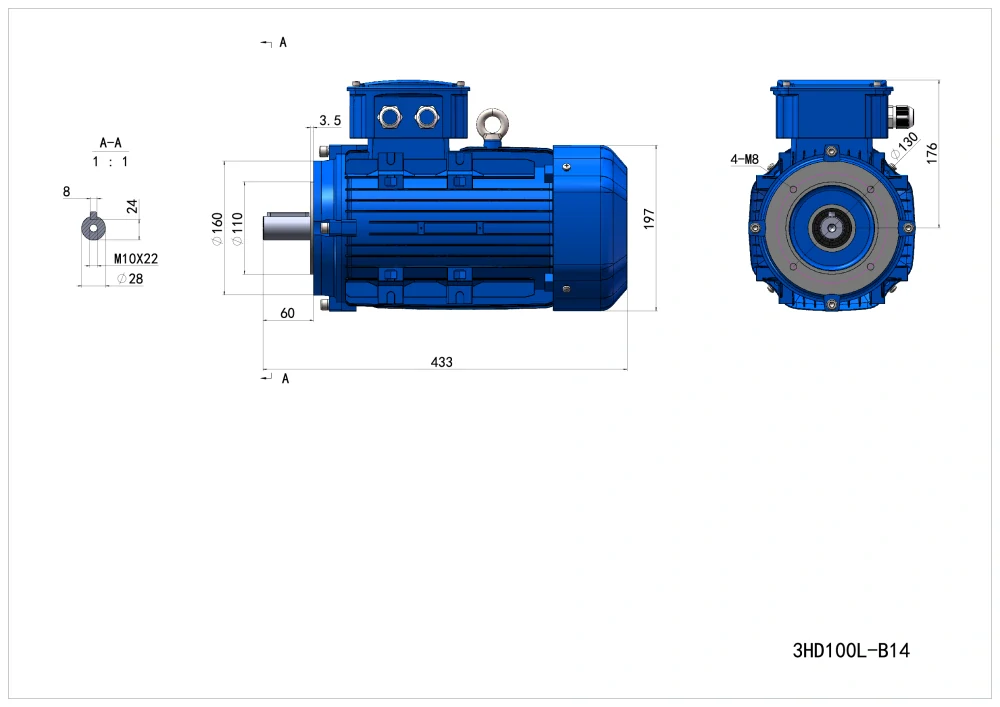 Elektromotor 3HD100L3-4 4kW, 1455ot.