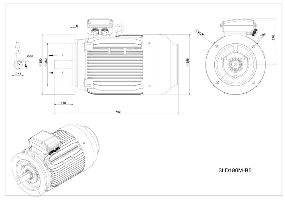 Elektromotor 3LD180M-4 18,5kW, 1475ot.