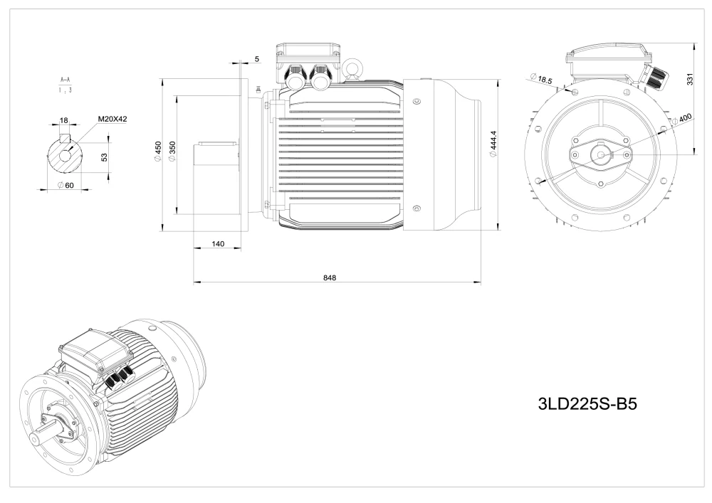 Elektromotor 3LD225S-4 37kW, 1485ot.