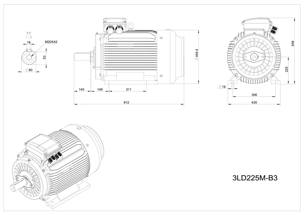 Elektromotor 3LD225M-4 45kW, 1485ot.