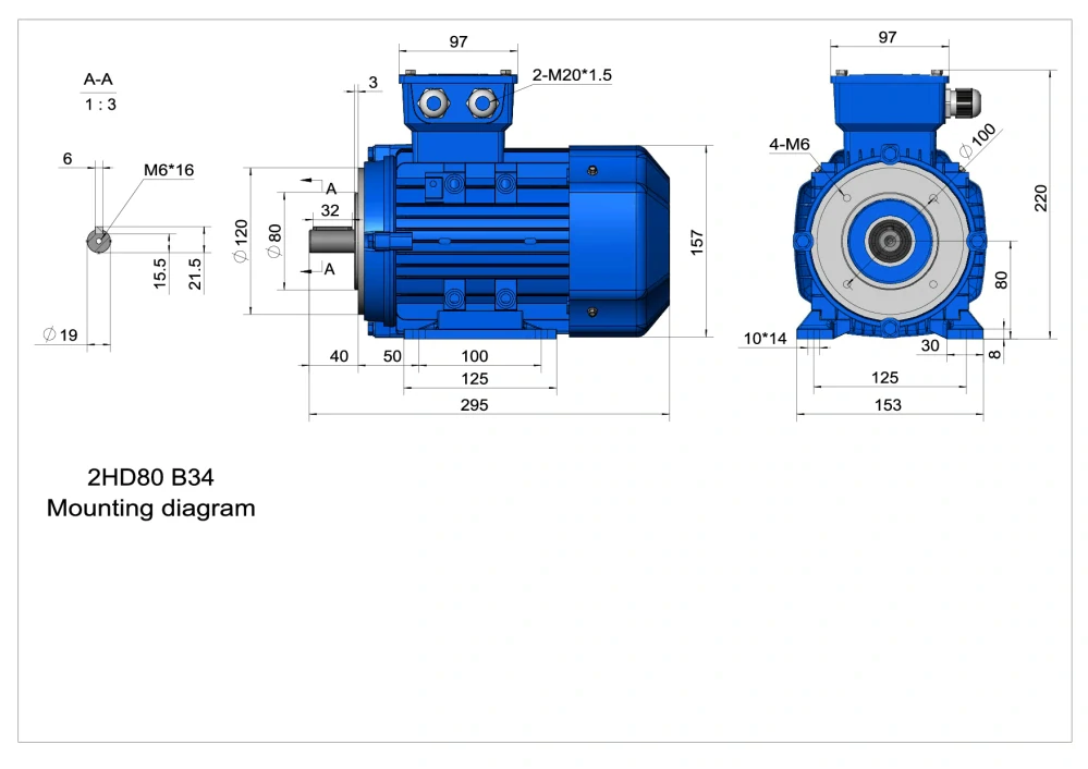 Elektromotor 2HD802-6 0,55kW, 880ot.
